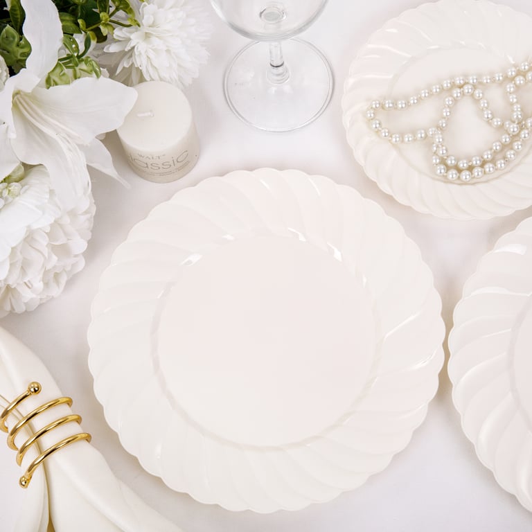 Ivory U-QE Plastic Plates — view 11