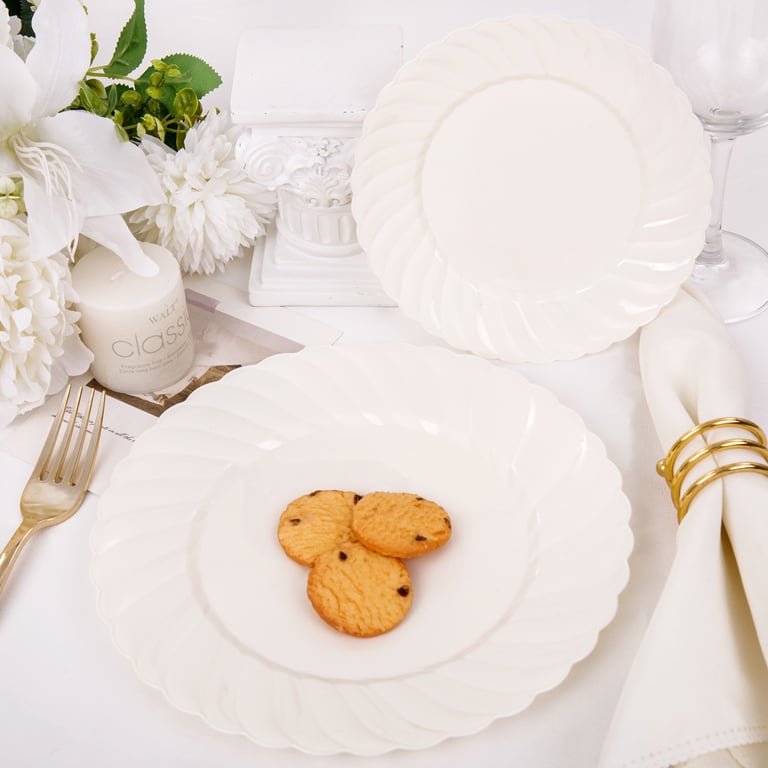 Ivory U-QE Plastic Plates — view 12