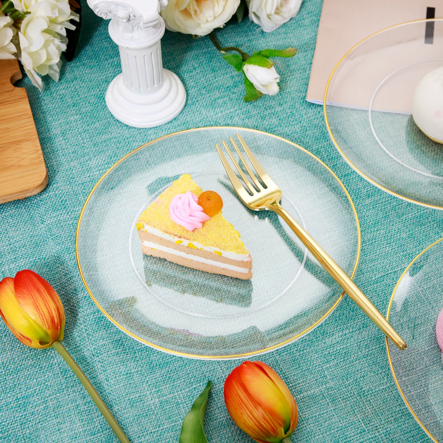 Clear Dessert Plates & Forks Set (200 Pieces) — view 4