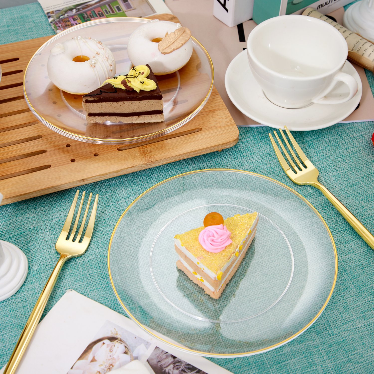Clear Dessert Plates & Forks Set (200 Pieces) — view 7