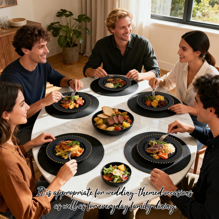 Black And Gold, Black, Gold Plastic Plates,Disposable Plates — view 11