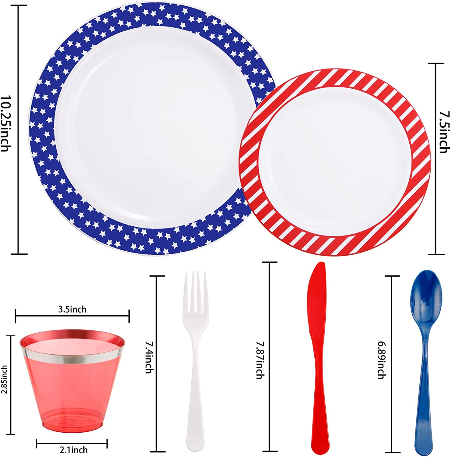 Supernal 180pcs 4th of July Plastic Plates and Silverware Set