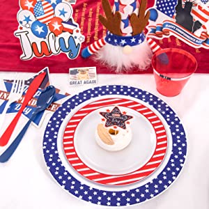 Supernal 180pcs 4th of July Plastic Plates and Silverware Set
