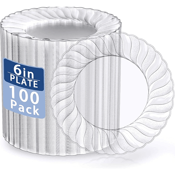 Clear Scalloped Plastic Plates Disposable — view 1