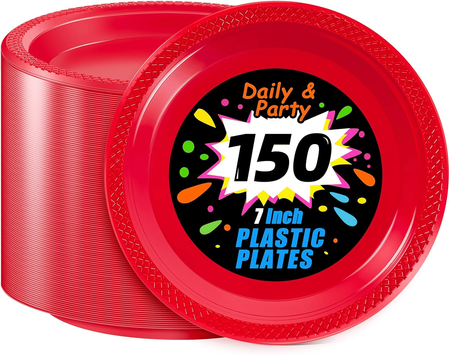 Red 7inch Disposable Dinner Plates for Party (150 Pieces) — view 1