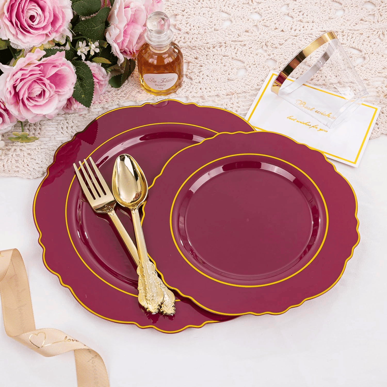 Red Liacere Plates Disposable — view 8