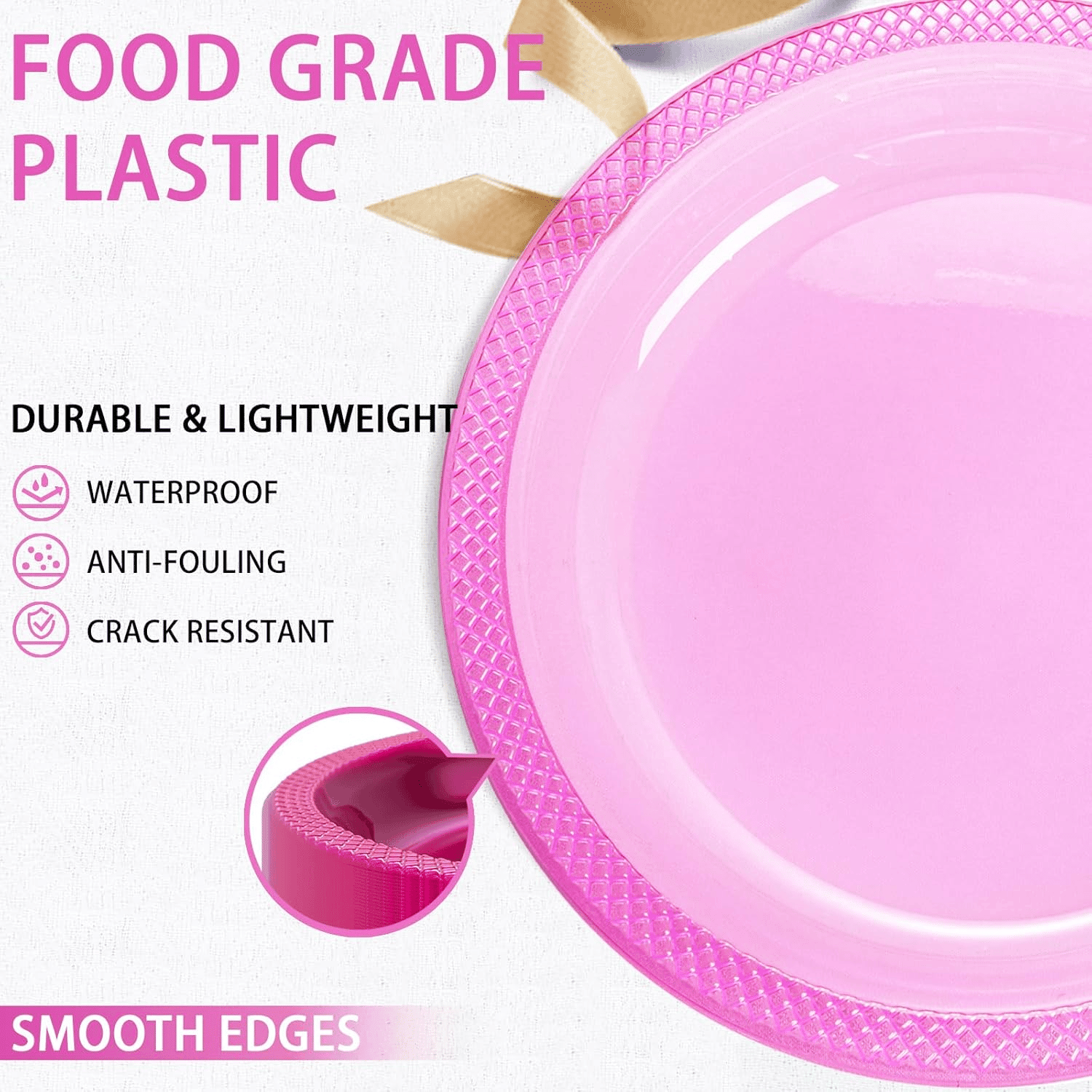 Neon Pink 7inch Disposable Dinner Plates for Party (150 Pieces) — view 4