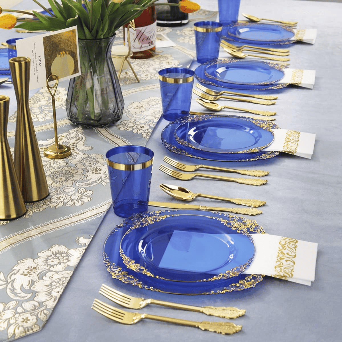 Blue & Gold Dinnerware Set for 25 Guests — view 8