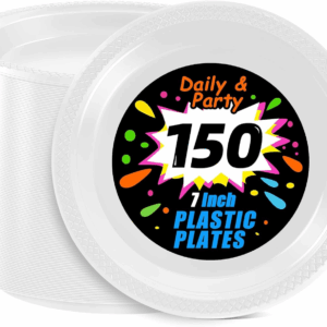 White 7inch Disposable Dinner Plates for Party (150 Pieces) — view 1