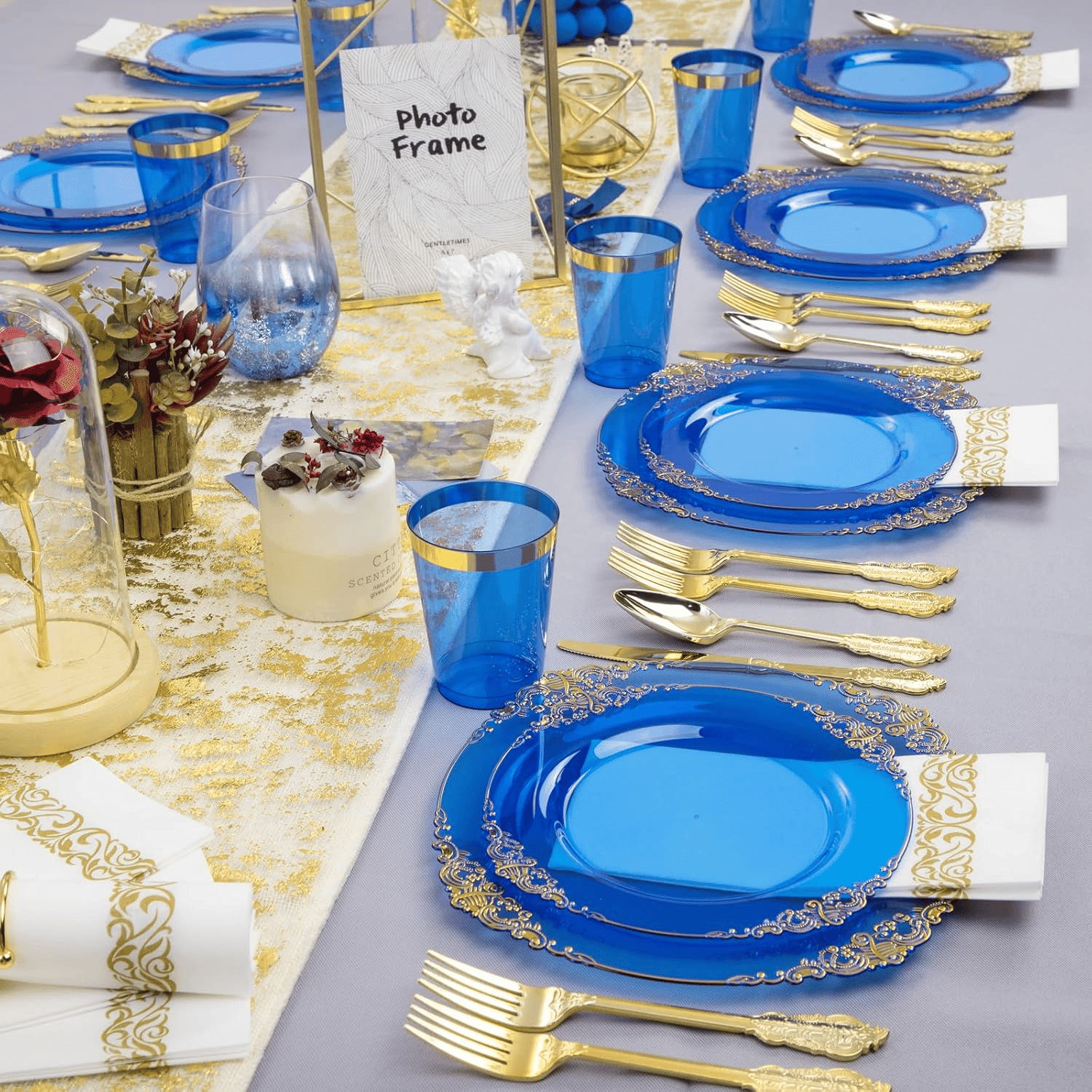 Blue & Gold Dinnerware Set for 50 Guests — view 8