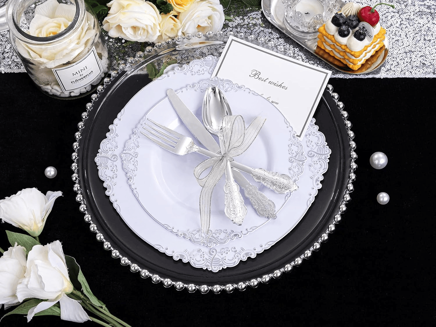 Silver & Gold Dinnerware Set for 50 Guests — view 8