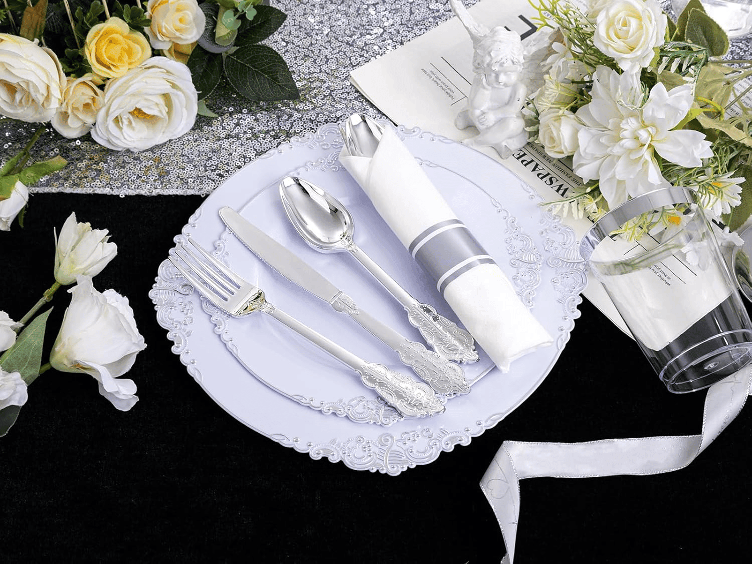 Silver & Gold Dinnerware Set for 50 Guests — view 9