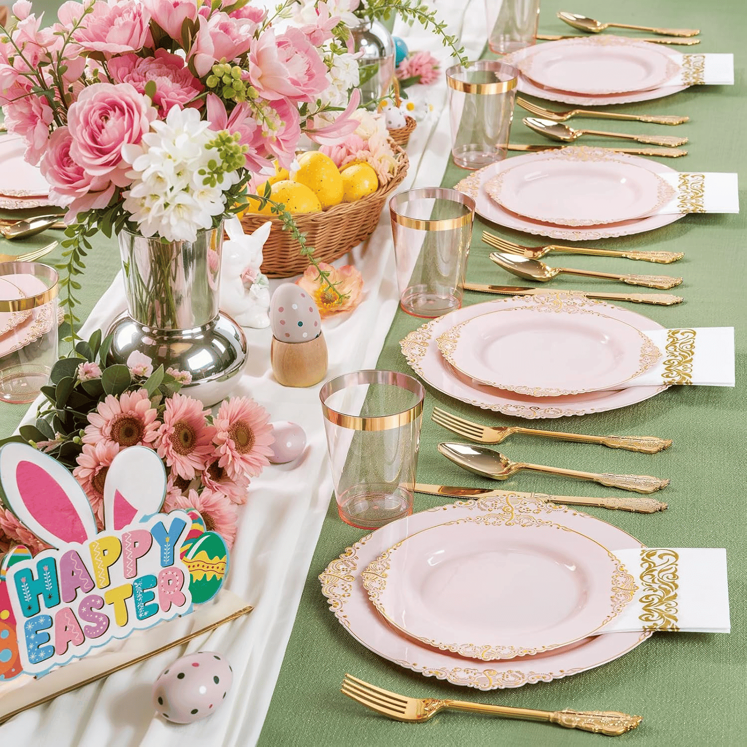 Pink & Gold Dinnerware Set for 50 Guests — view 8