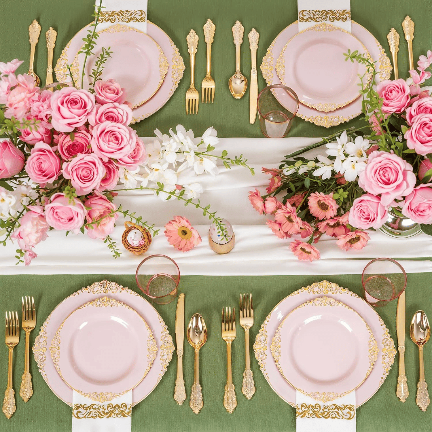 Pink & Gold Dinnerware Set for 50 Guests — view 9