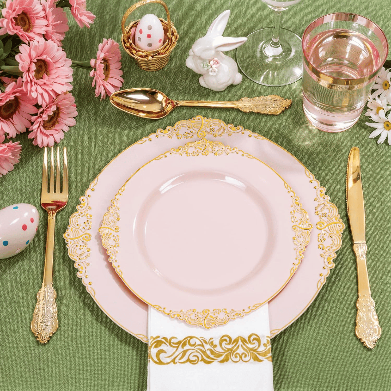 Pink & Gold Dinnerware Set for 50 Guests — view 10