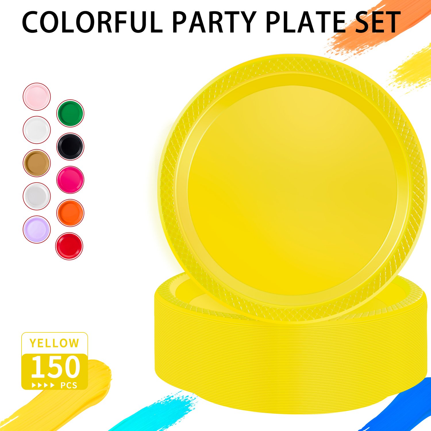 Yellow 7inch Disposable Dinner Plates for Party (150 Pieces) — view 4