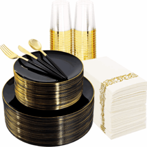 Black & Gold Dinnerware & Serveware Set — view 1