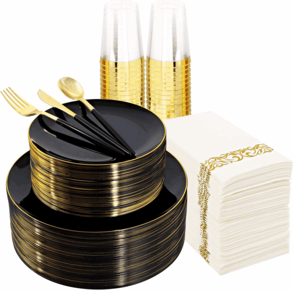 Black & Gold Dinnerware & Serveware Set — view 1