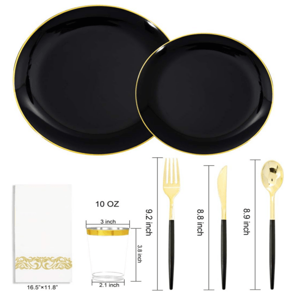 Black & Gold Dinnerware & Serveware Set — view 2