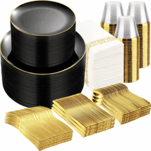 Black Plastic Dinnerware Set — view 1
