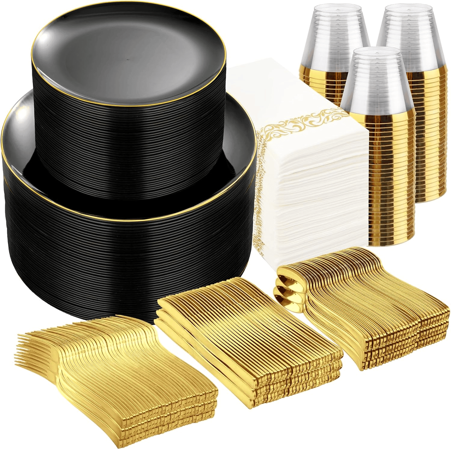 Black Plastic Dinnerware Set — view 1