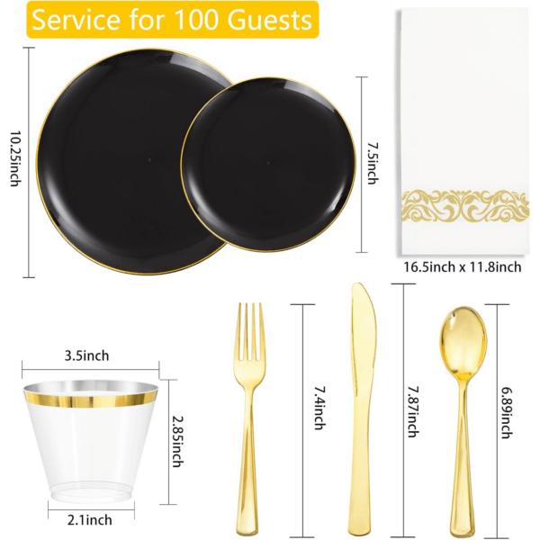 Black Plastic Dinnerware Set — view 2
