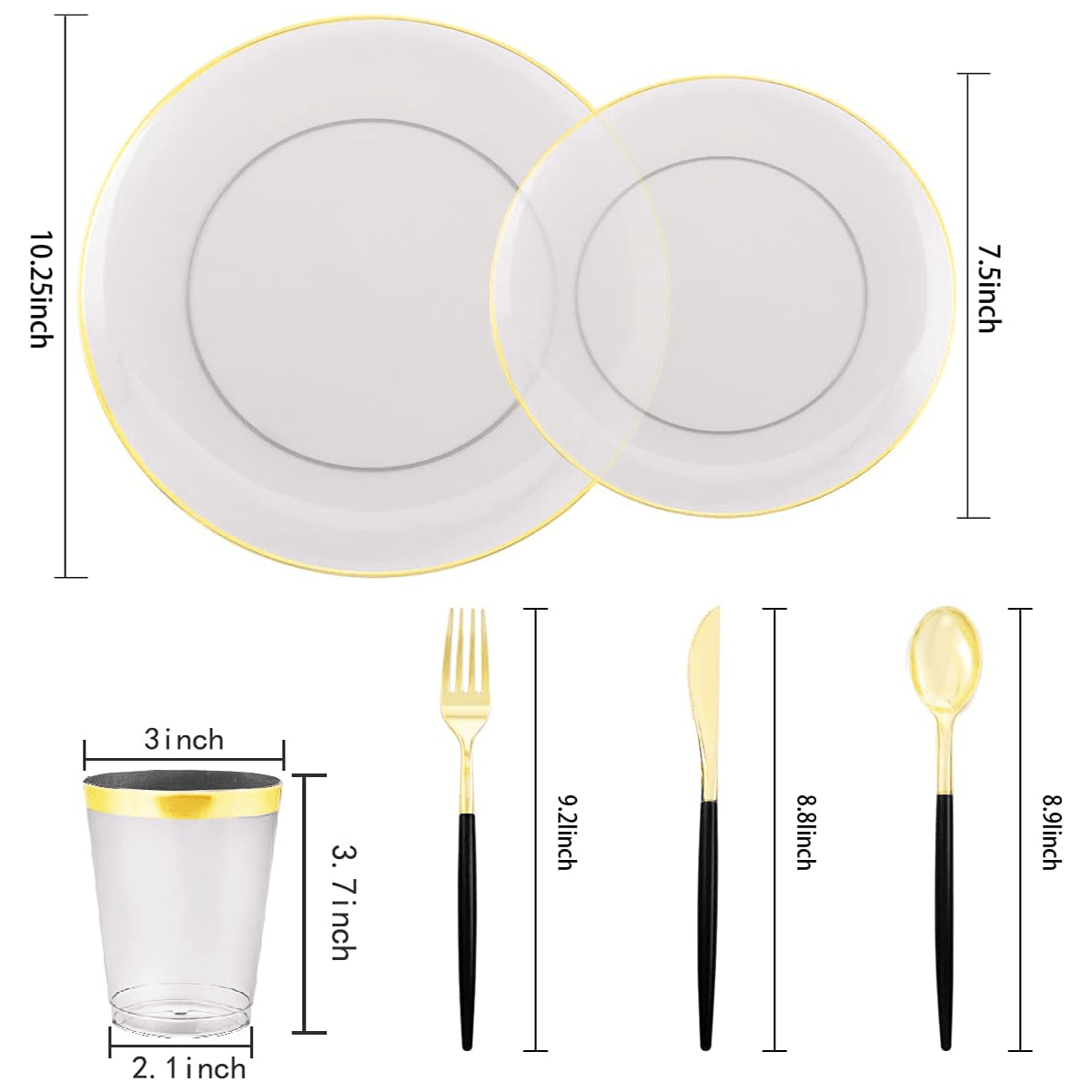 Gold Rim Black Dinnerware Set (180 Pieces) — view 2