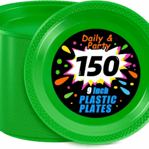 Green 9inch Disposable Dinner Plates for Party (150 Pieces) — view 1
