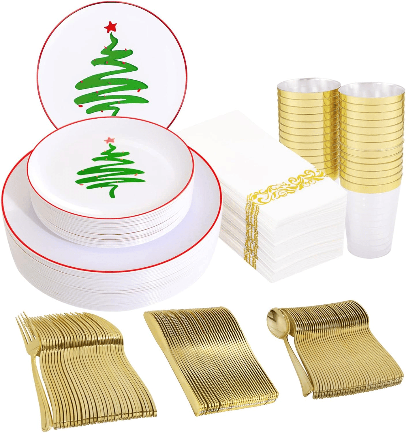 Gold Plastic Dinnerware Set (350 Pieces) — view 1