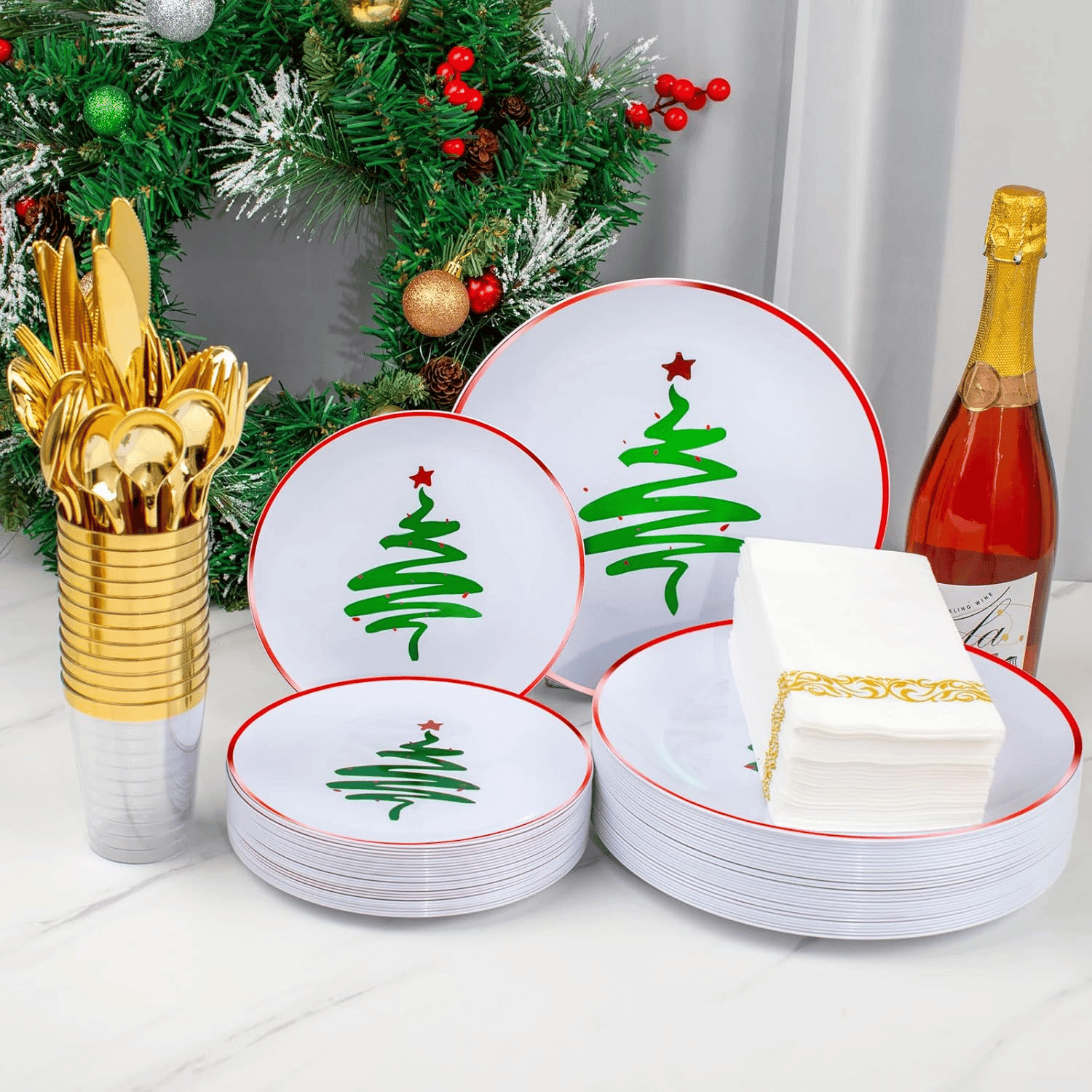 Gold Plastic Dinnerware Set (350 Pieces) — view 7