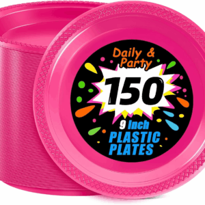 Hot Pink 9inch Disposable Dinner Plates for Party (150 Pieces) — view 1