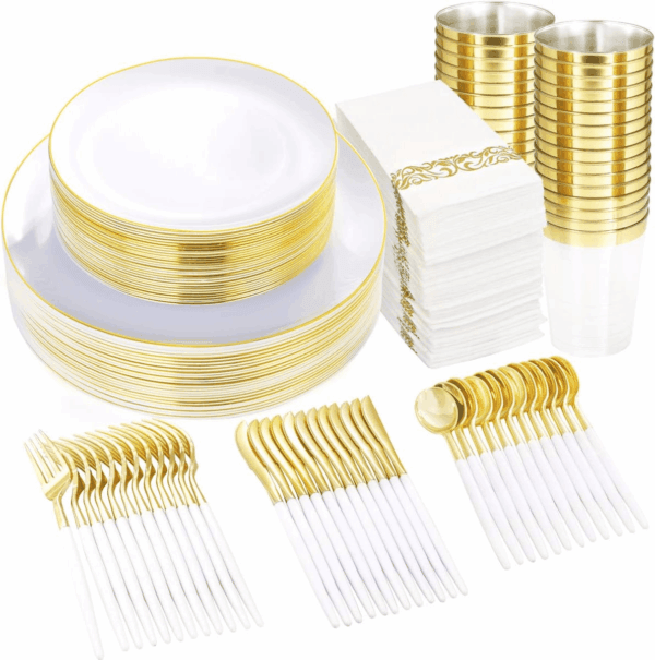 White & Gold Dinnerware & Serveware Set — view 1