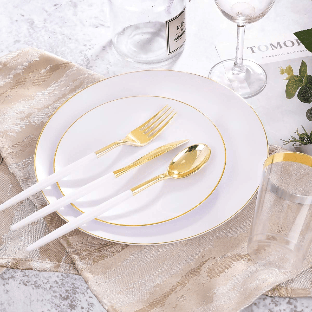 White & Gold Dinnerware & Serveware Set — view 5
