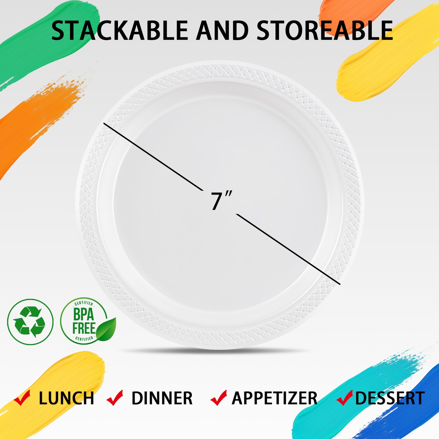 Clear 9inch Disposable Dinner Plates for Party (150 Pieces) — view 2