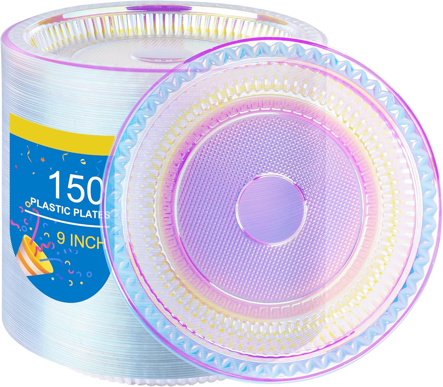 Iridescent 9inch Disposable Dinner Plates for Party (150 Pieces) — view 1