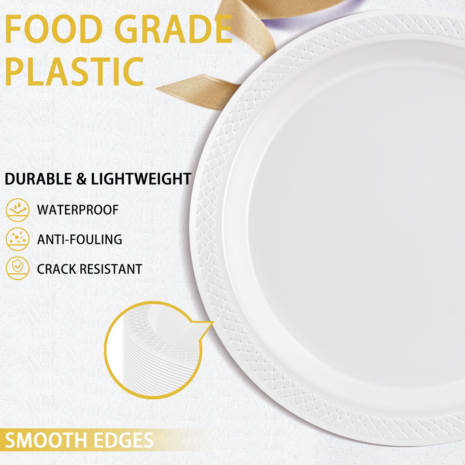 Clear 9inch Disposable Dinner Plates for Party (150 Pieces) — view 3
