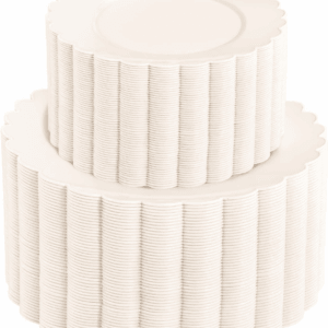 Ivory Scalloped Plastic Plates (Dinner & Dessert) — view 1
