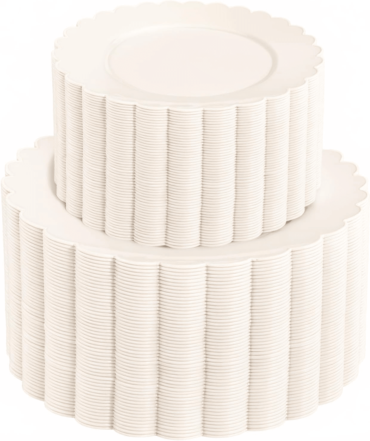 Ivory Scalloped Plastic Plates (Dinner & Dessert) — view 1