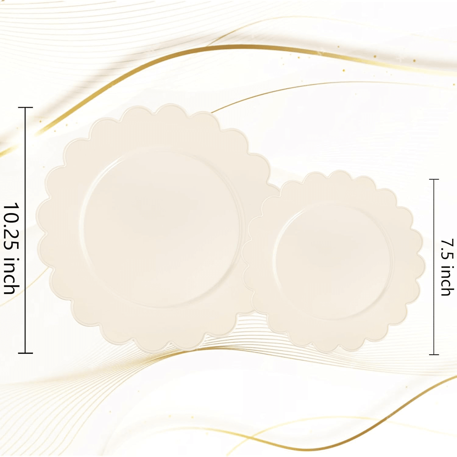 Ivory Scalloped Plastic Plates (Dinner & Dessert) — view 2