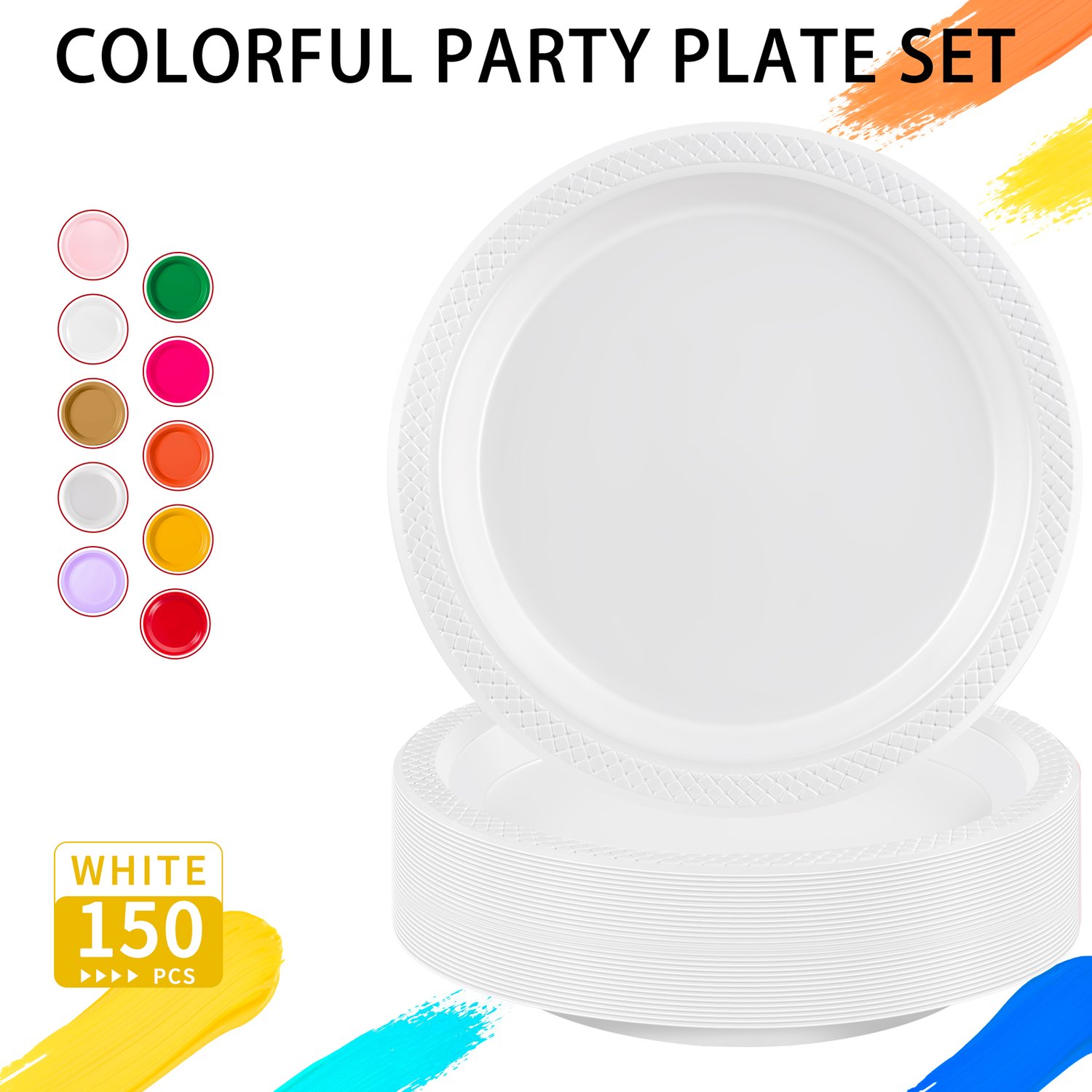 Clear 9inch Disposable Dinner Plates for Party (150 Pieces) — view 4