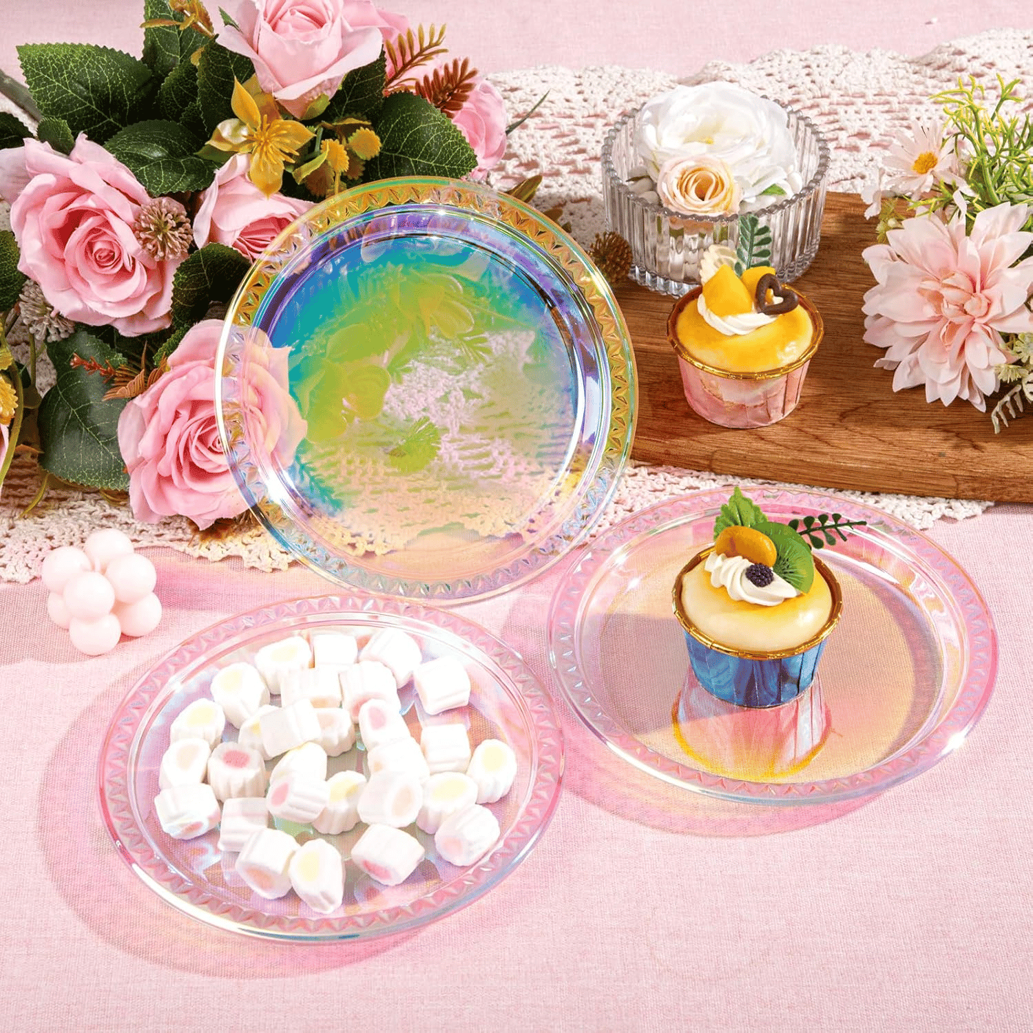 Iridescent 9inch Disposable Dinner Plates for Party (150 Pieces) — view 2