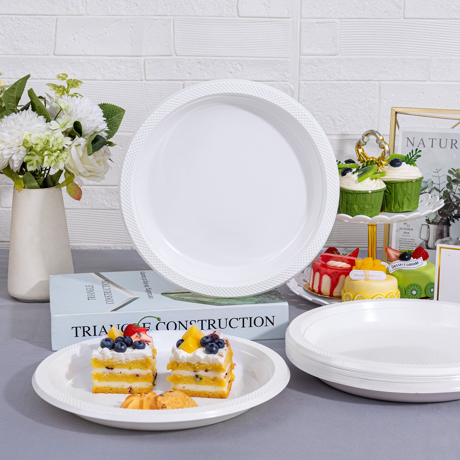 Clear 9inch Disposable Dinner Plates for Party (150 Pieces) — view 5