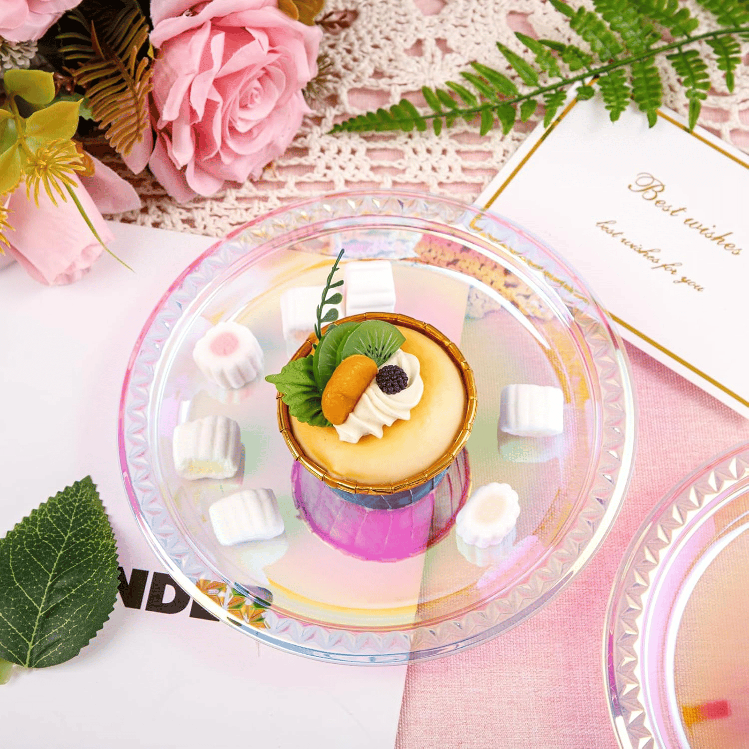 Iridescent 9inch Disposable Dinner Plates for Party (150 Pieces) — view 3