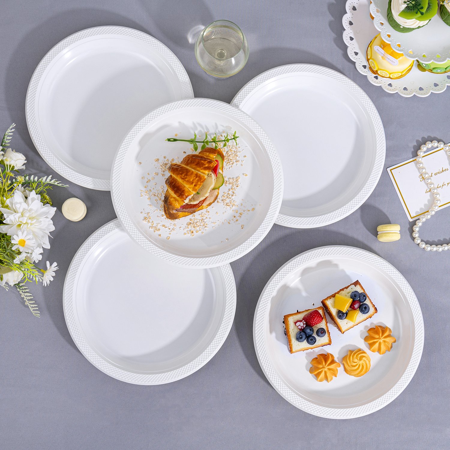Clear 9inch Disposable Dinner Plates for Party (150 Pieces) — view 6