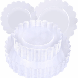 Clear Scalloped Plastic Plates (Dinner & Dessert) — view 1
