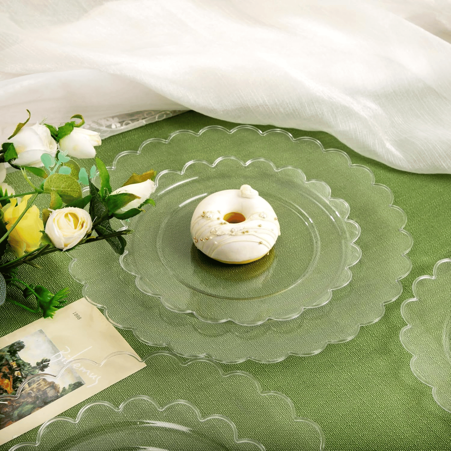 Clear Scalloped Plastic Plates (Dinner & Dessert) — view 4