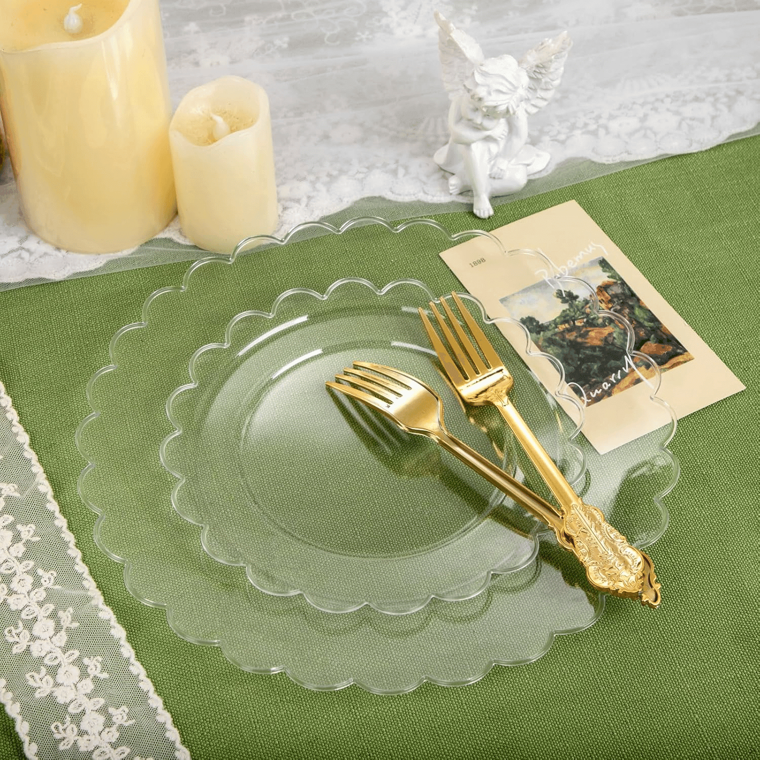 Clear Scalloped Plastic Plates (Dinner & Dessert) — view 5