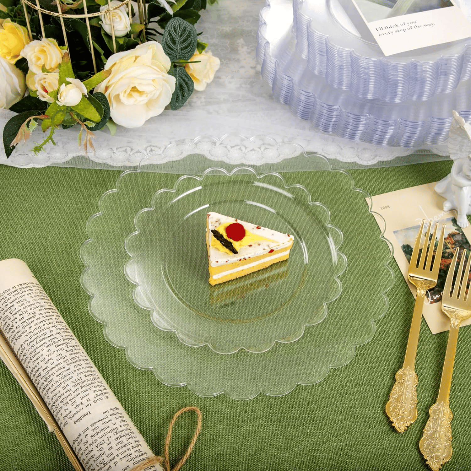 Clear Scalloped Plastic Plates (Dinner & Dessert) — view 6