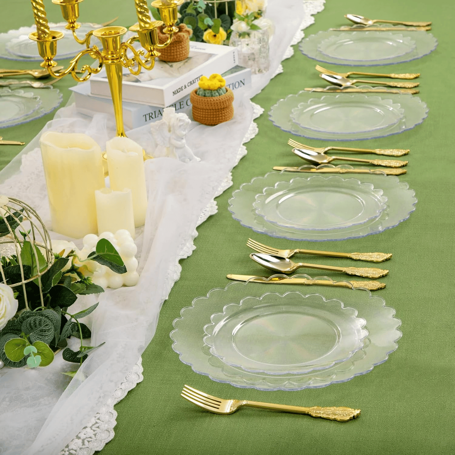 Clear Scalloped Plastic Plates (Dinner & Dessert) — view 7