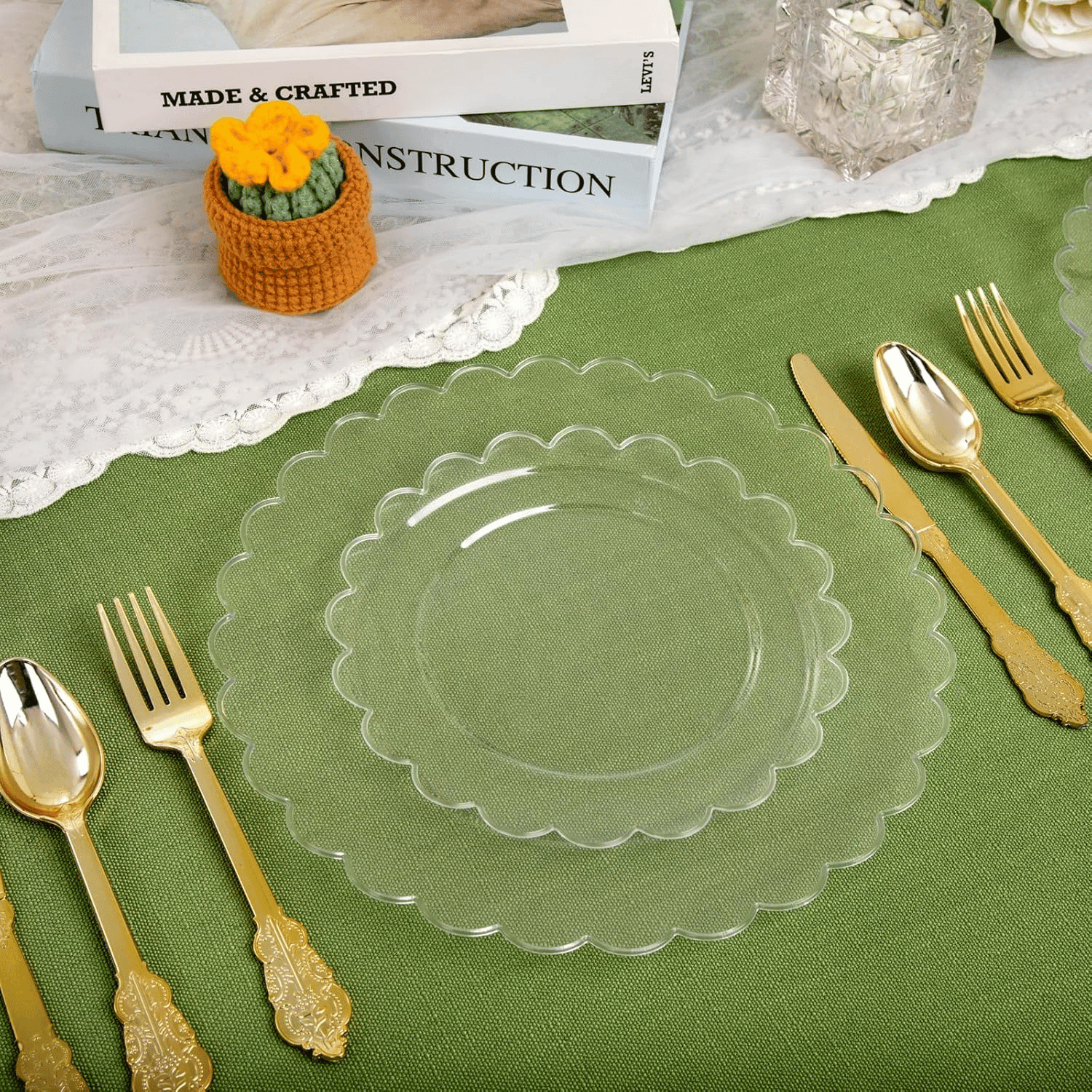 Clear Scalloped Plastic Plates (Dinner & Dessert) — view 9